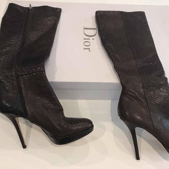 Christian Dior Python Knee-High Boots Brown size 40 - Picture 7 of 16